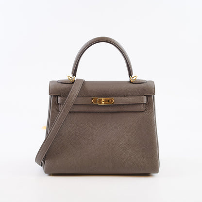 Hermes Kelly 25 Gris Etain Togo Gold Hardware Z Stamp - photo 3