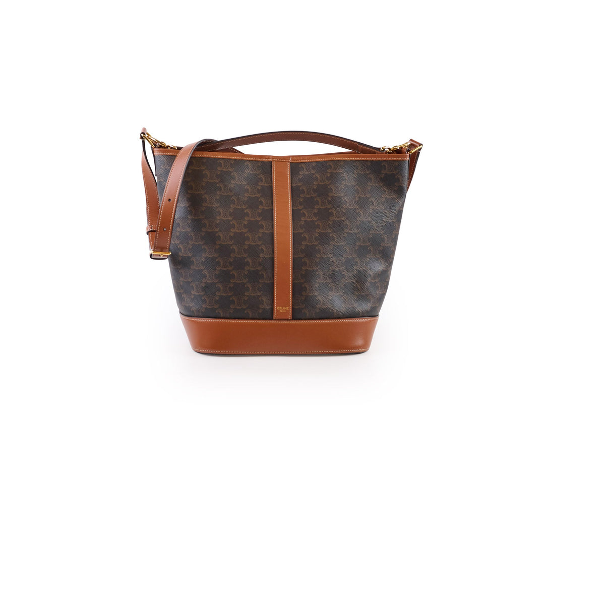 Celine Medium Triomphe Canvas Bucket Bag Calfskin Tan - photo 1