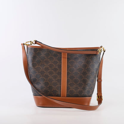 Celine Medium Triomphe Canvas Bucket Bag Calfskin Tan - photo 2
