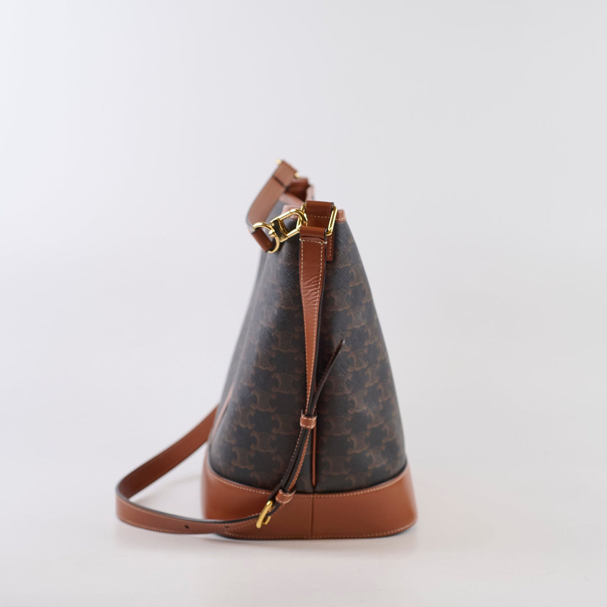 Celine Medium Triomphe Canvas Bucket Bag Calfskin Tan - photo 3