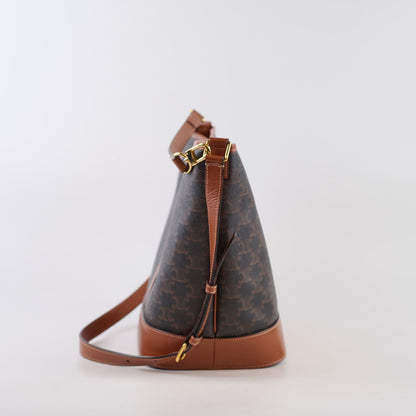 Celine Medium Triomphe Canvas Bucket Bag Calfskin Tan - photo 3