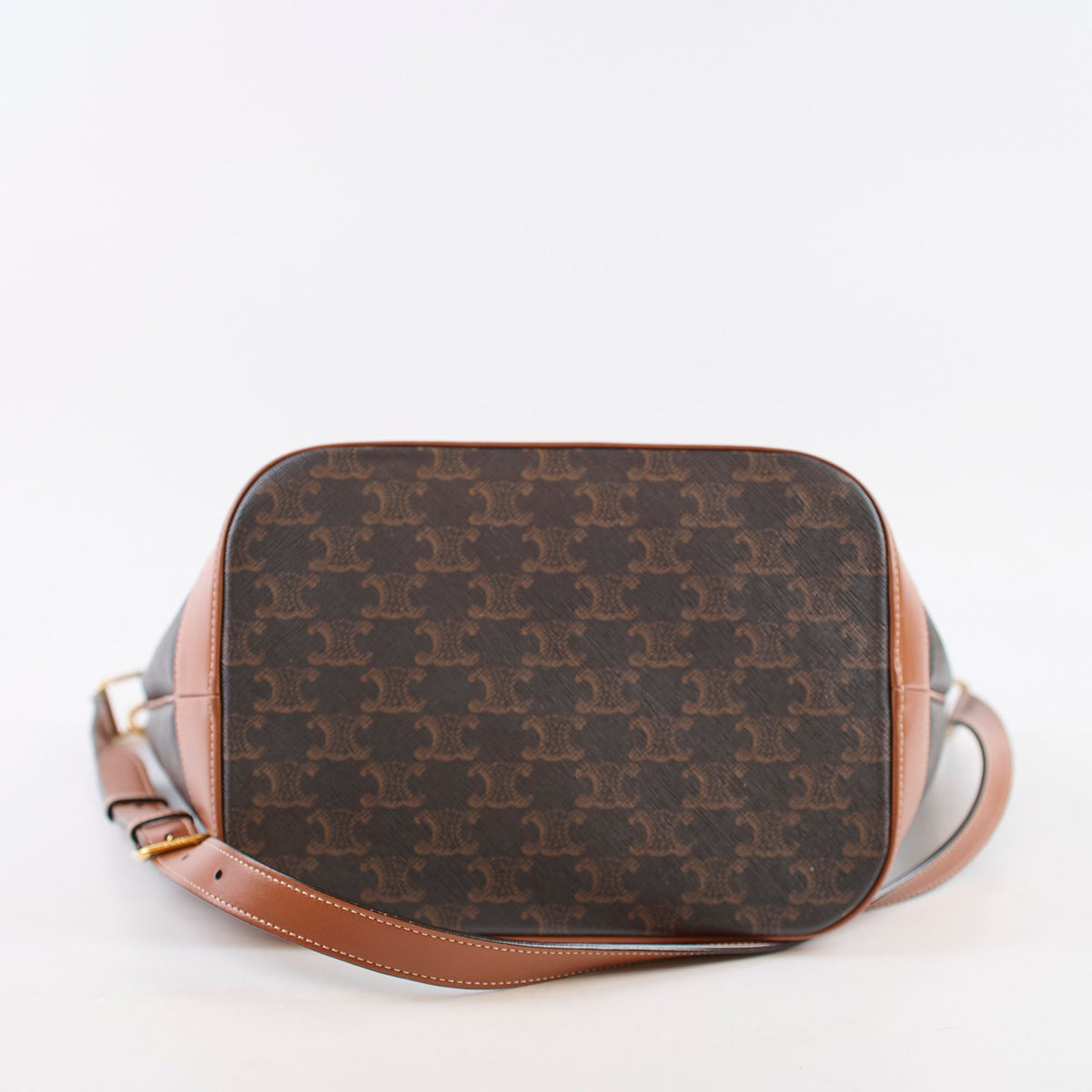 Celine Medium Triomphe Canvas Bucket Bag Calfskin Tan - photo 4