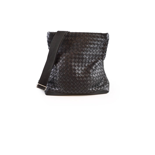 Bottega Veneta Mens Large Intrecciato Messenger Fold Black - photo 1