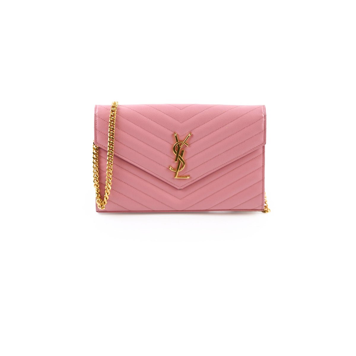 Saint Laurent Cassandra Envelope Wallet On Chain WOC Pink - photo 1