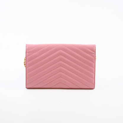 Saint Laurent Cassandra Envelope Wallet On Chain WOC Pink - photo 2