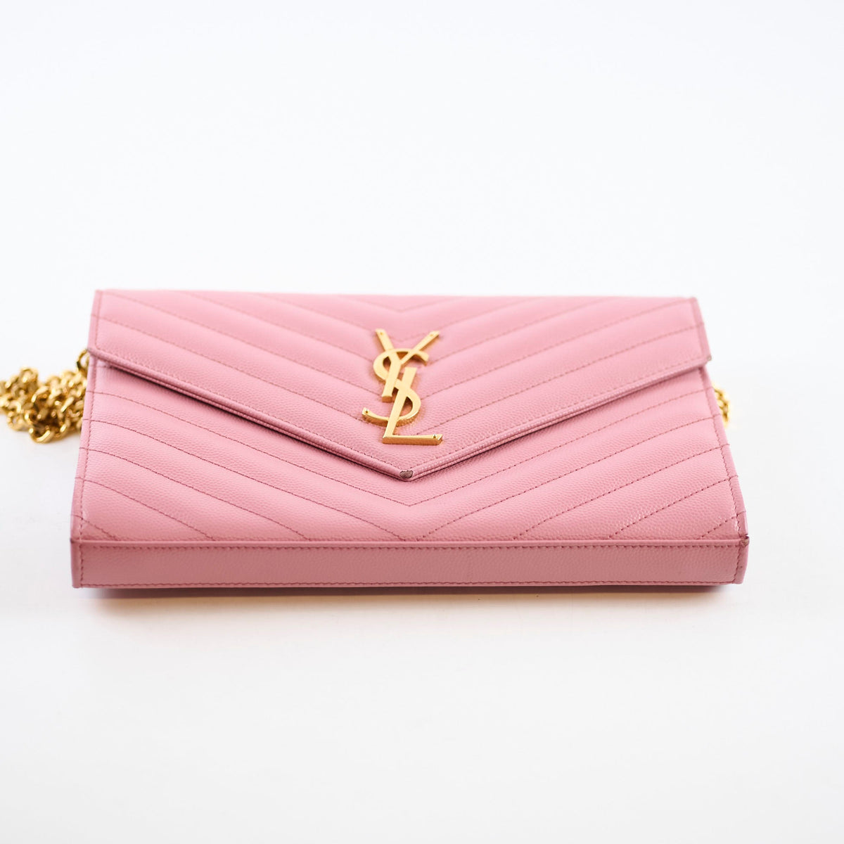 Saint Laurent Cassandra Envelope Wallet On Chain WOC Pink - photo 4