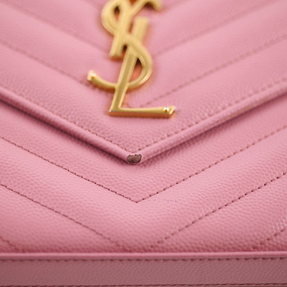 Saint Laurent Cassandra Envelope Wallet On Chain WOC Pink - photo 11