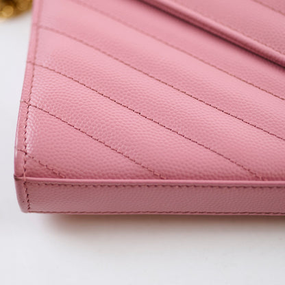 Saint Laurent Cassandra Envelope Wallet On Chain WOC Pink - photo 9