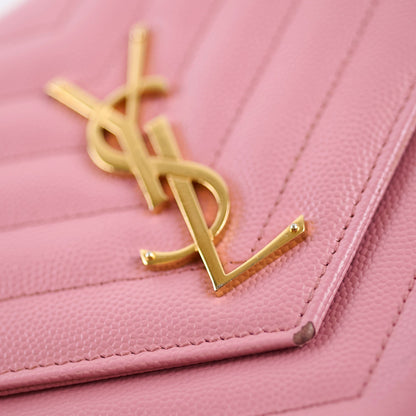Saint Laurent Cassandra Envelope Wallet On Chain WOC Pink - photo 12