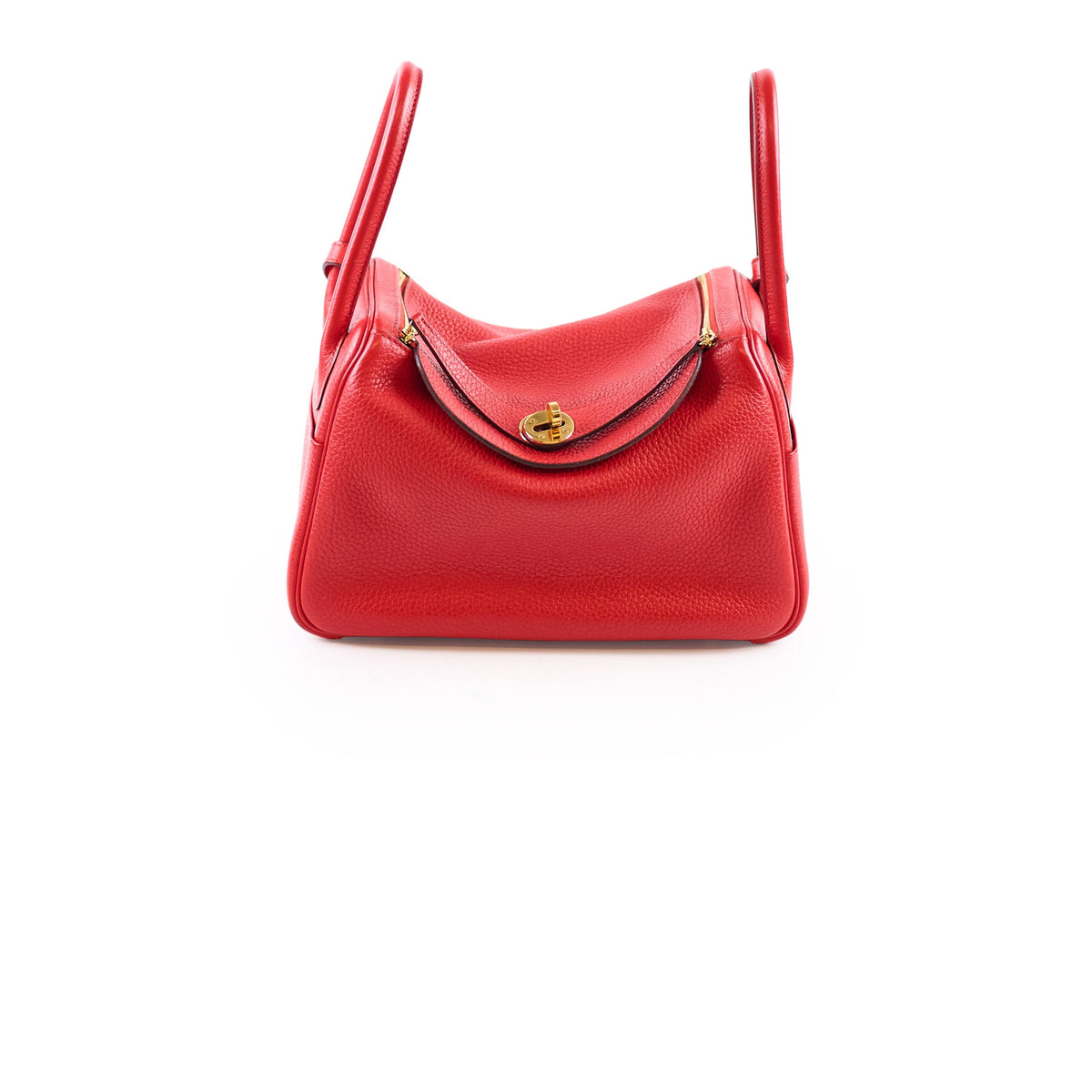 Hermes Lindy 26 Red Clemence GHW A Stamp - photo 1