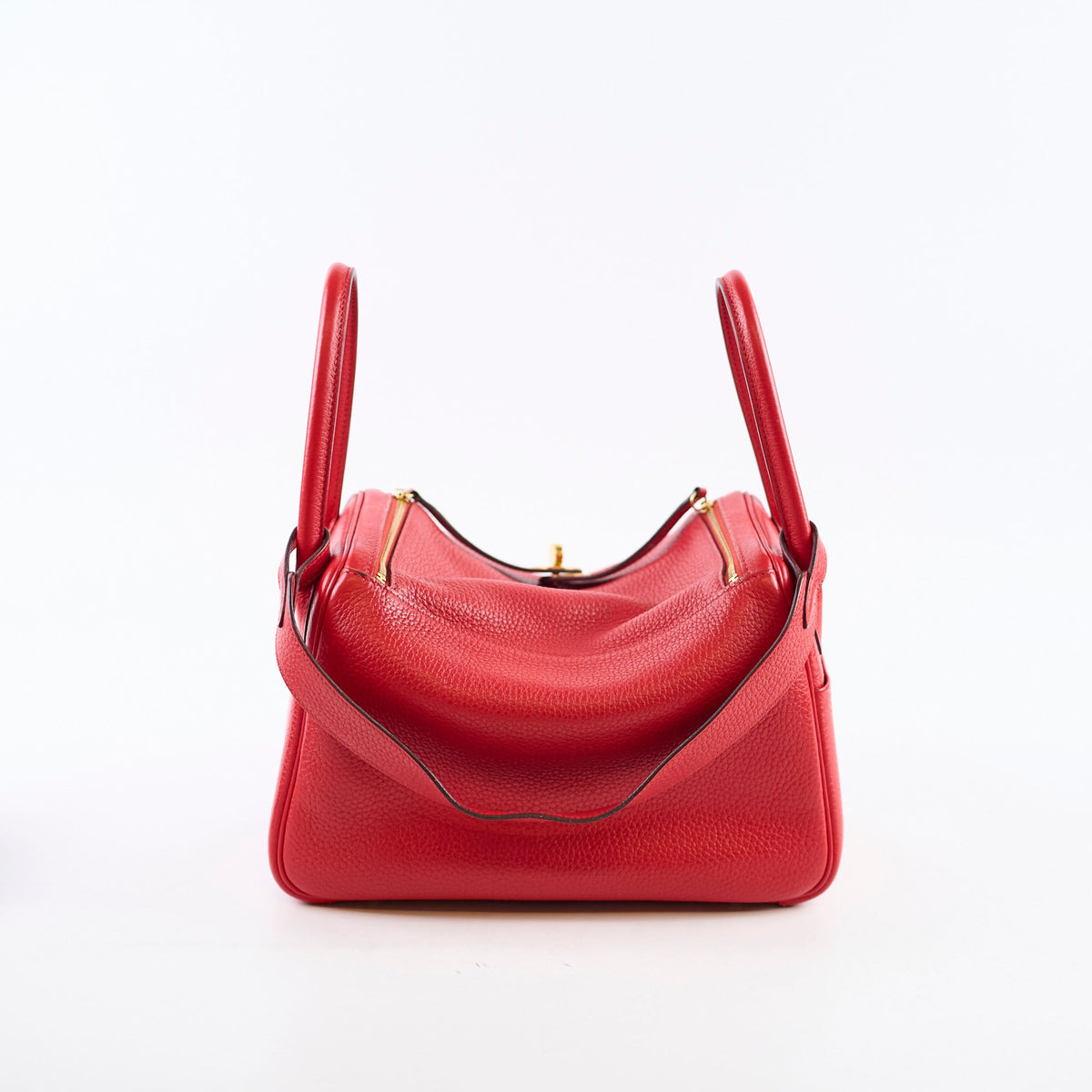 Hermes Lindy 26 Red Clemence GHW A Stamp - photo 2
