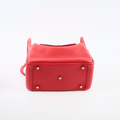 Hermes Lindy 26 Red Clemence GHW A Stamp - photo 4