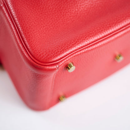 Hermes Lindy 26 Red Clemence GHW A Stamp - photo 7