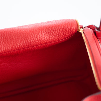 Hermes Lindy 26 Red Clemence GHW A Stamp - photo 5