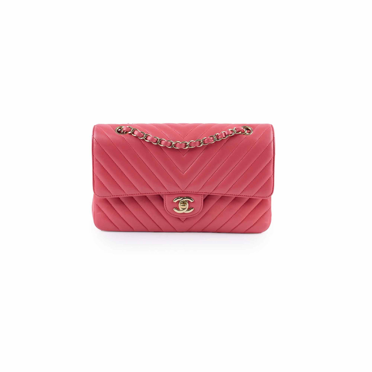 Chanel Medium Chevron Classic Flap Pink Calfskin - photo 1