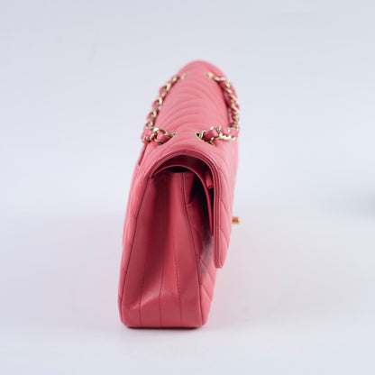 Chanel Medium Chevron Classic Flap Pink Calfskin - photo 3