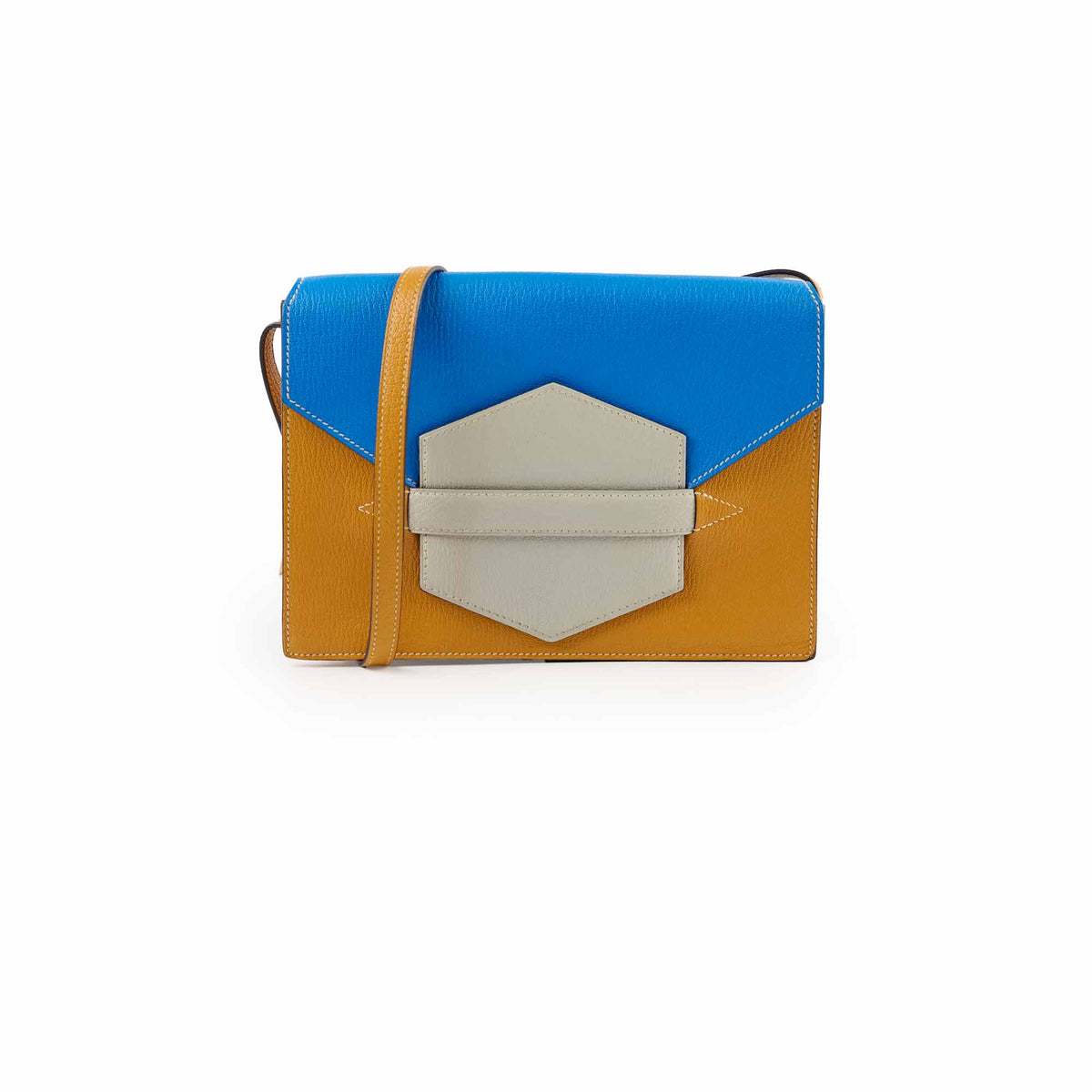 Hermes Faco II chevre Mysore pouch clutch crossbody tri color - A stamp - photo 1