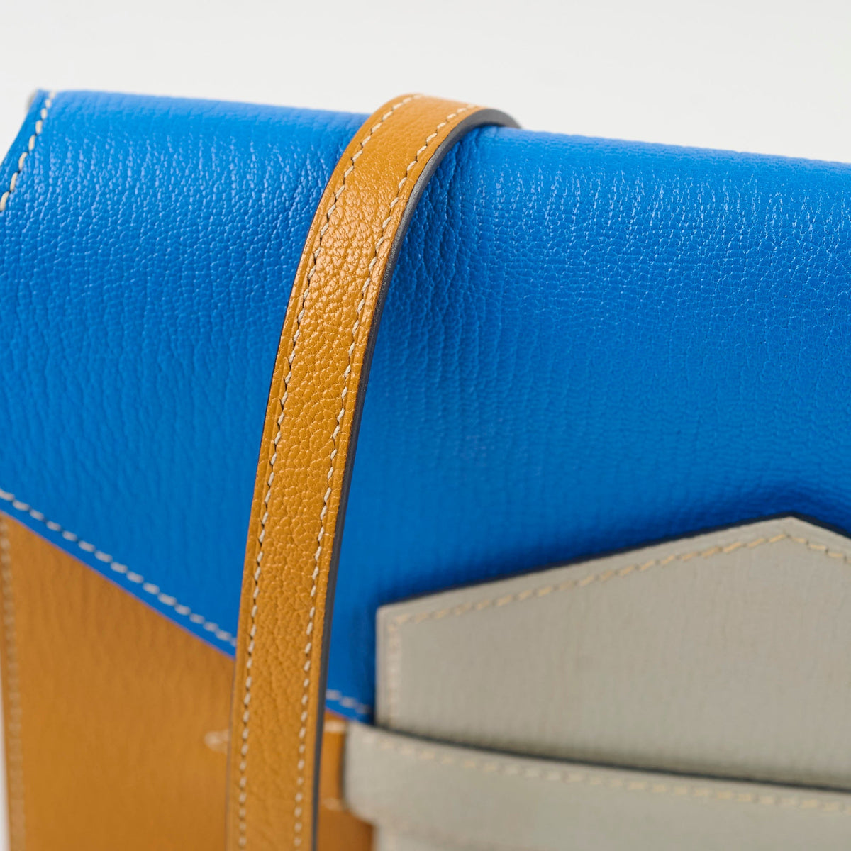 Hermes Faco II chevre Mysore pouch clutch crossbody tri color - A stamp - photo 13