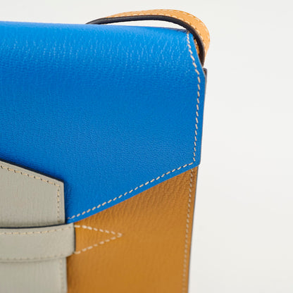 Hermes Faco II chevre Mysore pouch clutch crossbody tri color - A stamp - photo 11