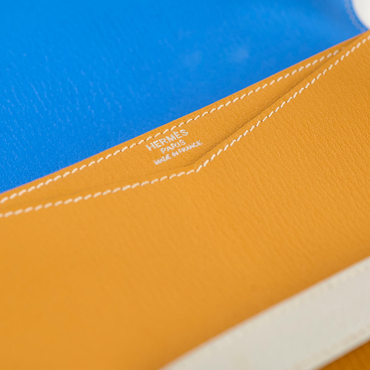 Hermes Faco II chevre Mysore pouch clutch crossbody tri color - A stamp - photo 7