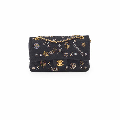 Chanel Medium Classic Crystal Embellished Flap Bag Black Microchip - photo 1