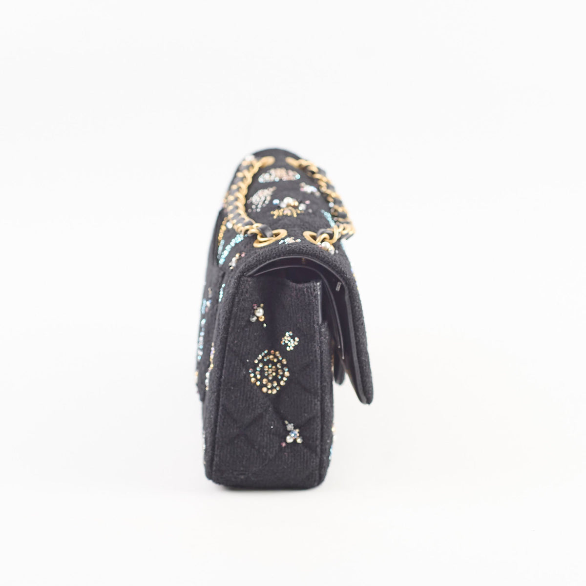 Chanel Medium Classic Crystal Embellished Flap Bag Black Microchip - photo 3