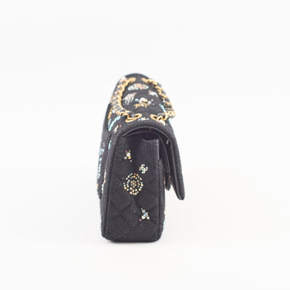 Chanel Medium Classic Crystal Embellished Flap Bag Black Microchip - photo 3