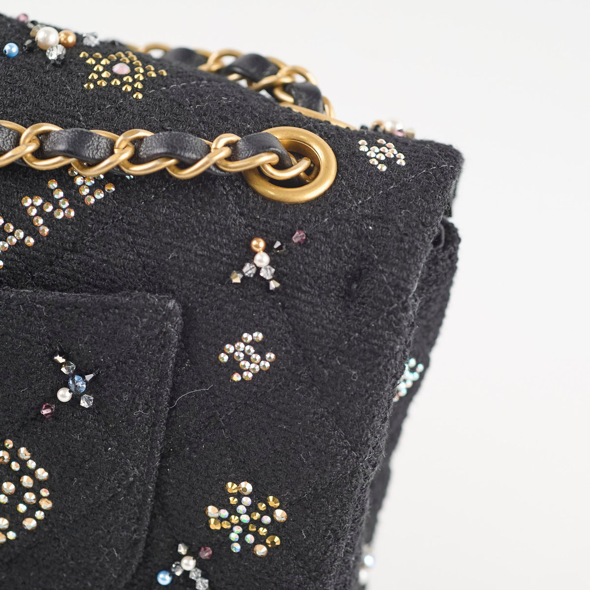 Chanel Medium Classic Crystal Embellished Flap Bag Black Microchip - photo 19