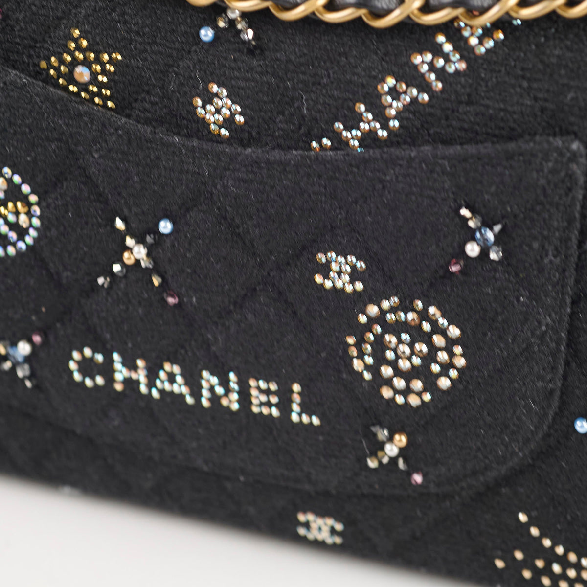 Chanel Medium Classic Crystal Embellished Flap Bag Black Microchip - photo 18