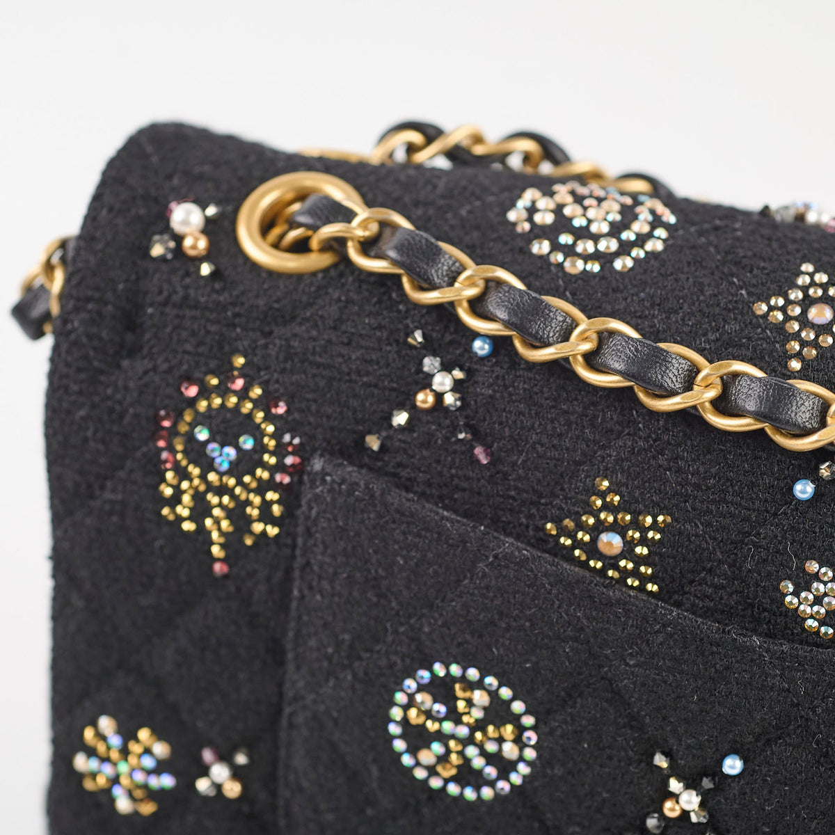 Chanel Medium Classic Crystal Embellished Flap Bag Black Microchip - photo 17