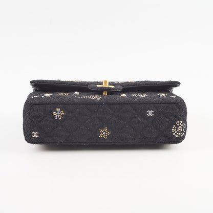 Chanel Medium Classic Crystal Embellished Flap Bag Black Microchip - photo 4
