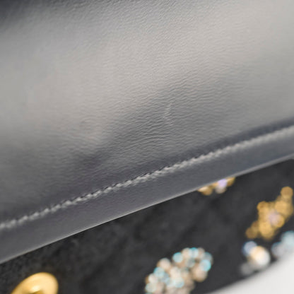 Chanel Medium Classic Crystal Embellished Flap Bag Black Microchip - photo 12