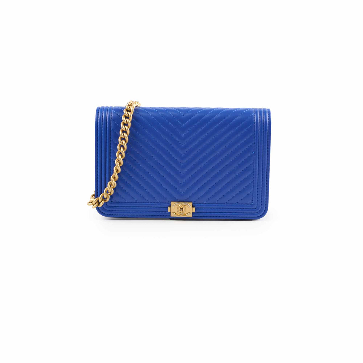 Chanel Boy Wallet on Chain Blue Lambksin - photo 1