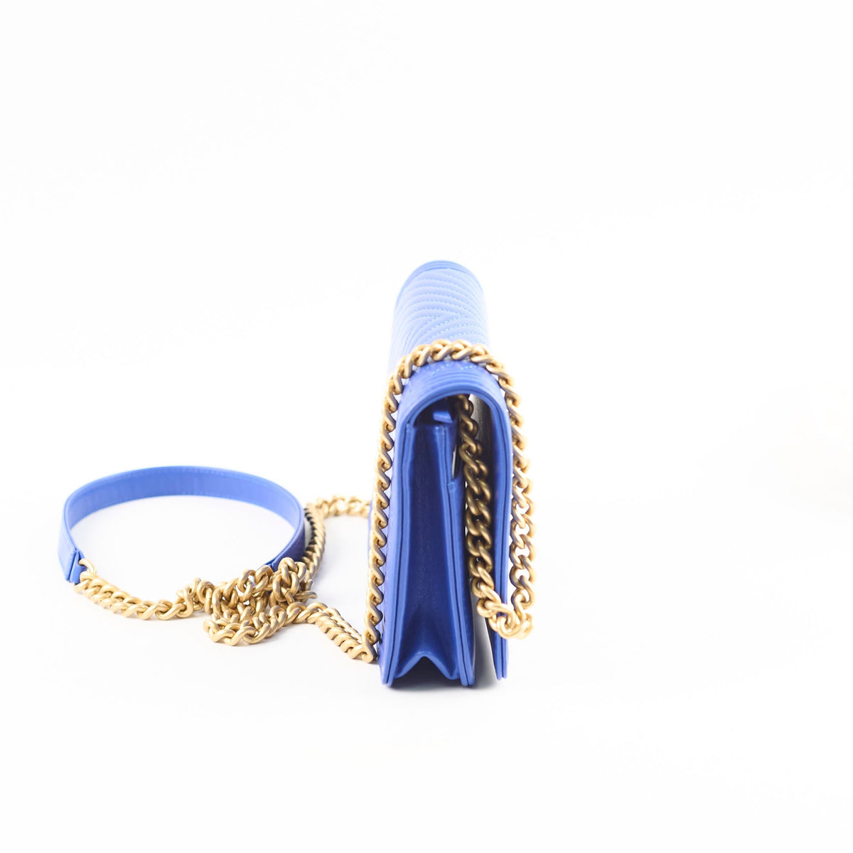 Chanel Boy Wallet on Chain Blue Lambksin - photo 3