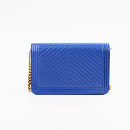 Chanel Boy Wallet on Chain Blue Lambksin - photo 2