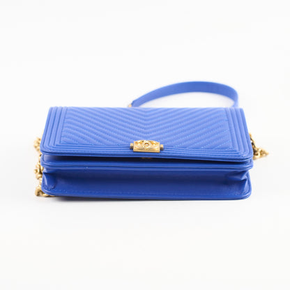 Chanel Boy Wallet on Chain Blue Lambksin - photo 4