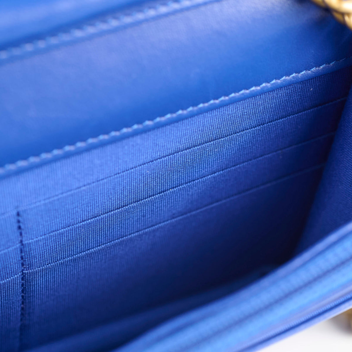 Chanel Boy Wallet on Chain Blue Lambksin - photo 6