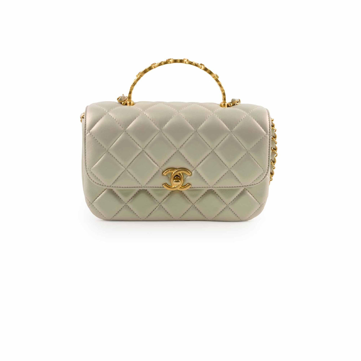Chanel Top Handle Iridescent Pearl Flap Microchipped - photo 1
