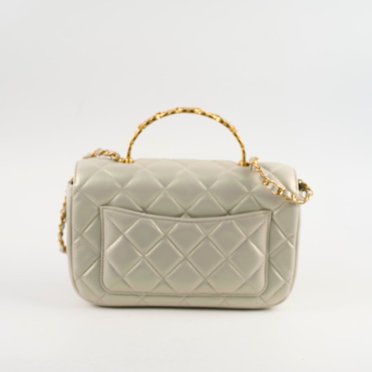 Chanel Top Handle Iridescent Pearl Flap Microchipped - photo 2