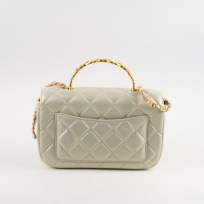 Chanel Top Handle Iridescent Pearl Flap Microchipped - photo 2