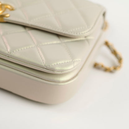 Chanel Top Handle Iridescent Pearl Flap Microchipped - photo 14