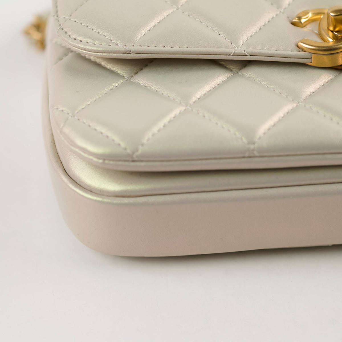 Chanel Top Handle Iridescent Pearl Flap Microchipped - photo 12