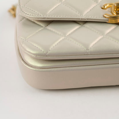 Chanel Top Handle Iridescent Pearl Flap Microchipped - photo 12