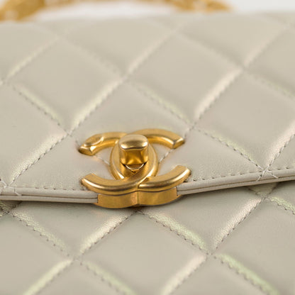 Chanel Top Handle Iridescent Pearl Flap Microchipped - photo 15