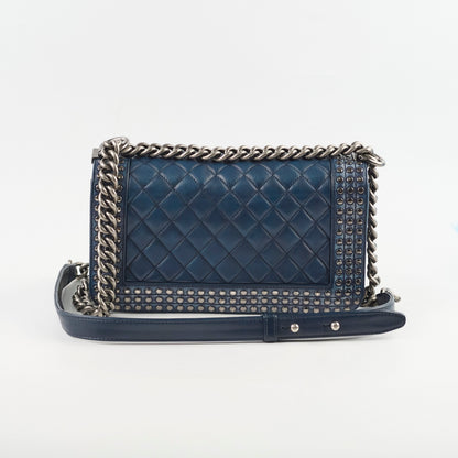 Chanel Old Medium Boy Navy Studded - photo 2