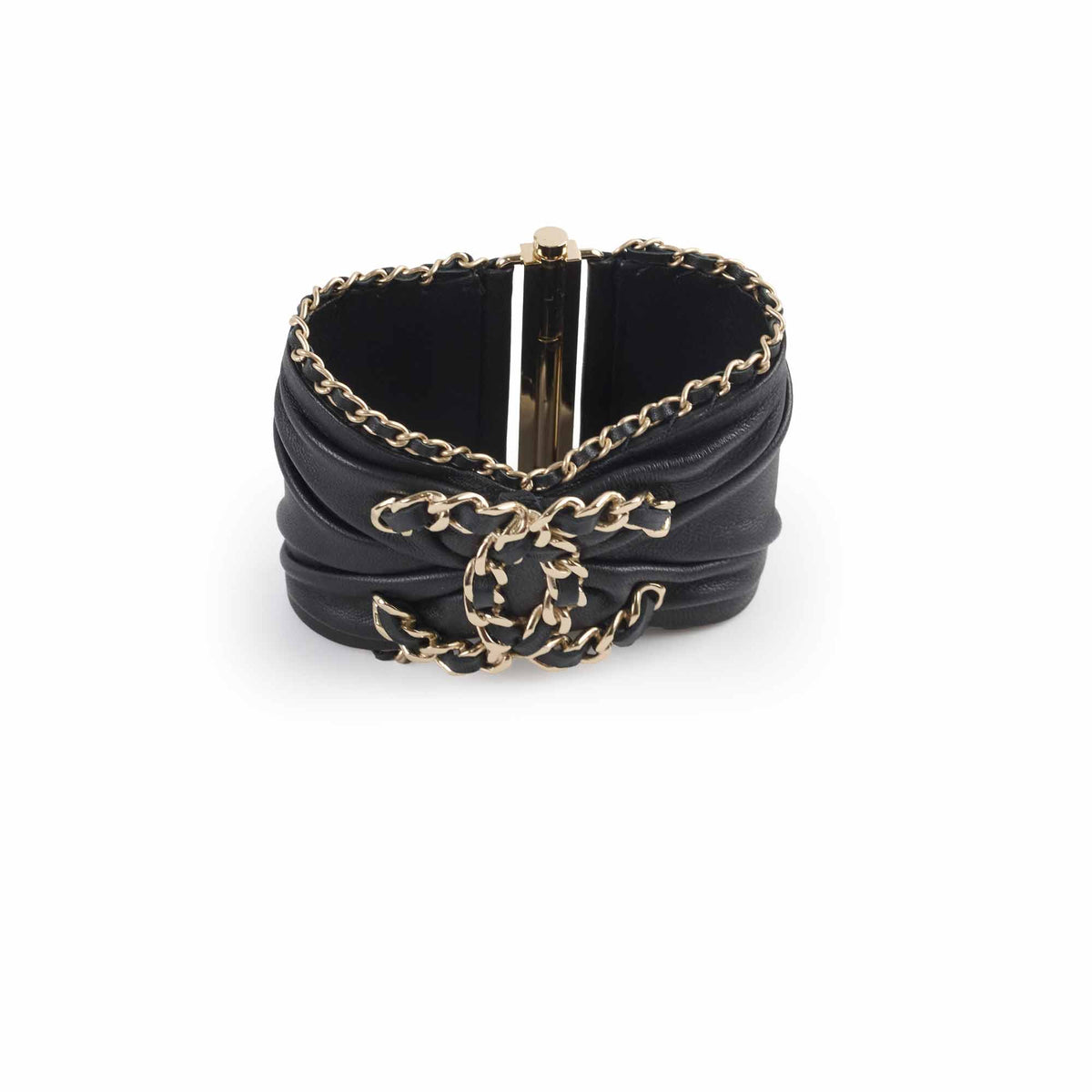 Chanel CC Logo Leather Cuff Black - photo 1