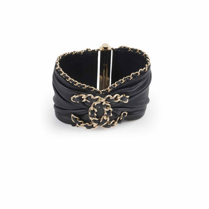 Chanel CC Logo Leather Cuff Black - photo 1