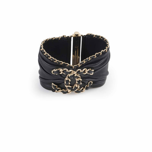 Chanel CC Logo Leather Cuff Black - photo 1