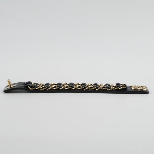 Chanel Black Leather Chain Bracelet Size L - photo 2
