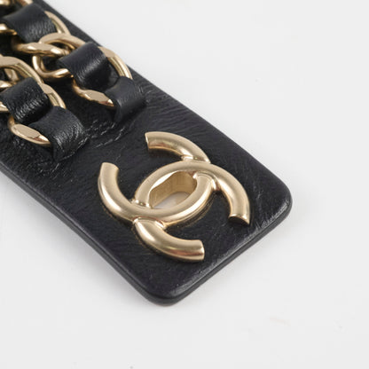 Chanel Black Leather Chain Bracelet Size L - photo 8